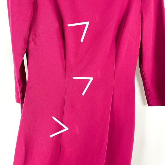 Black Halo Rowan Sheath‎ Dress Pink Pleated Boat Neck 3/4 Sleeve Sz 4 - Picture 12 of 13